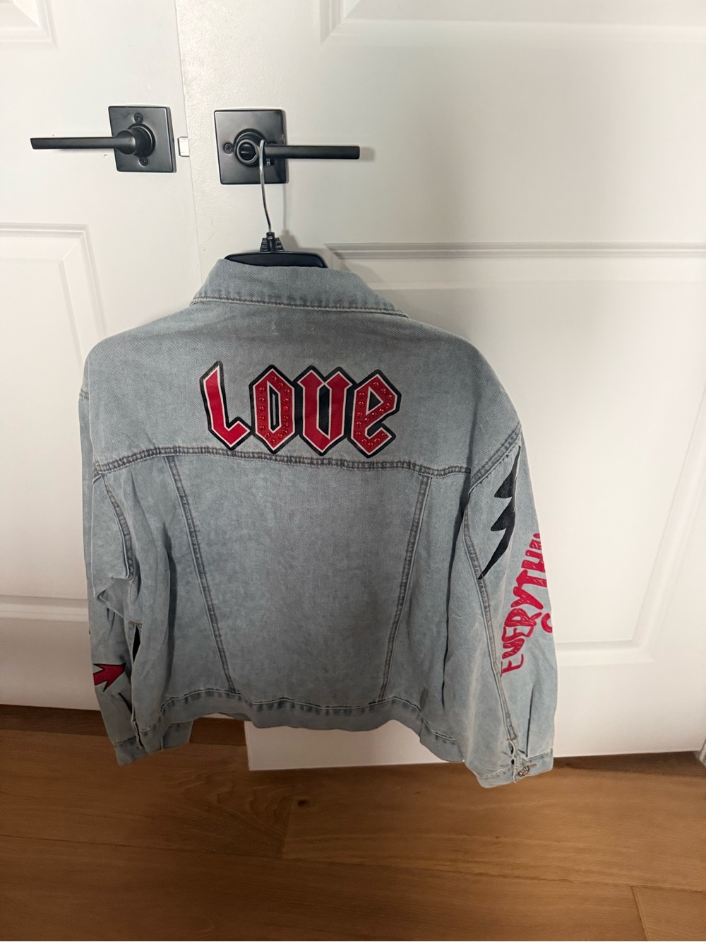 POL Light Blue Denim Jacket with Red Heart & Multicolor Patches - Picture 2 of 4